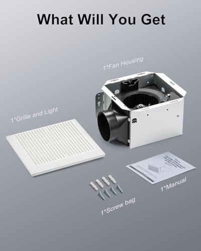 GROWNEER Bathroom Exhaust Fan, 110 CFM 1.0 Sone Bathroom Fan No Attic Access Needed, Ceiling or Wall Mount, 7.68 x 9.25 inch, White - color: No Light