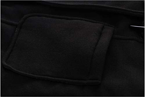 JiangWu Womens Fashion Horn Button Fleece Thicken Coat with Hood Winter Warm Jacket - color: Black, size: Medium