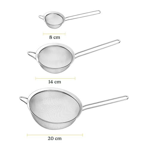 Cuisinart Mesh Strainers, Stainless Steel, Dishwasher Safe, 3-Count | Fine mesh kitchen strainers in 3 sizes, can be used as a pasta strainer, rice strainer, spaghetti strainer, CTG-00-3MS