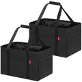 LHZK 2 Pack Utility Tote Bag with Metal Wire Frame and the Sides Rinforced, Large Tote Bag with Handle, Reusable Grocery Bags Foldable, Beach Bag, Car Tote (Black, 18.5''x11.8''x11.5'') - color: Black, size: 18.5''x11.8''x11.5''-2 Pack