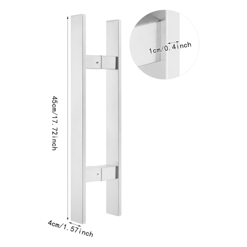 17 Inches Long 304 Stainless Steel Door Handle，Brushed Process Heavy-Duty Commercial Modern Door Pull Handle, for Doors with a Thickness of 12 mm, Silver
