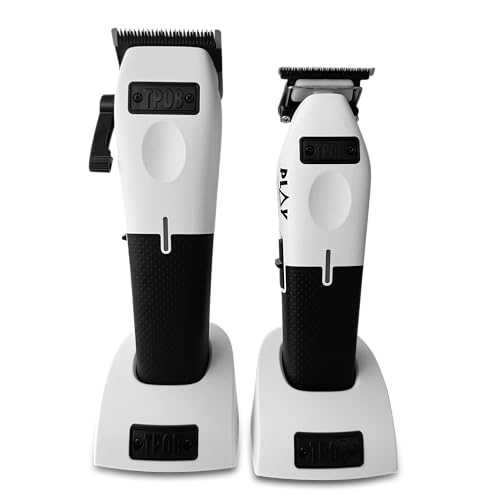 TPOB Play Barber Hair Clippers & Trimmer for Men 7500 RPM with Rubber Grips (White 2 Set) - color: White 2 Set