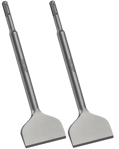 Firecore 2pcs 3" SDS Plus Bent Chisel Bit for SDS Plus Rotary Hammer Drill | SDS Plus Tile Removal Chisel Tool, Alloy Steel Flat Shovel Bit for Ceramic Tile Cement Thinset Mortar Vinyl Removal -FS18310 - size: 2Pcs