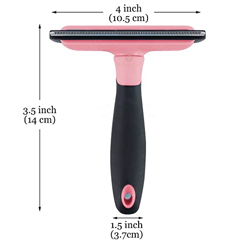 SunGrow Dog and Cat Deshedding Brush, Minimizes Shedding, Enhances Coat Health, Gentle on Skin, Suitable for Rabbits & Ferrets, 4" Steel Blade