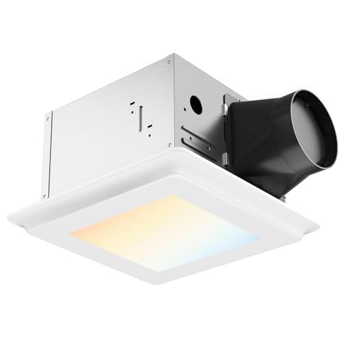 Amico Bathroom Exhaust Fan with Light, 110 CFM, 1.0 Sones, 5CCT, Easy Retrofit without Attic Access, Adjustable Bathroom Fan with light, Quiet Operation, ETL & FCC Certified | Easy Retrofit without Attic Access, Adjustable Bathroom Fan with light, Quiet O