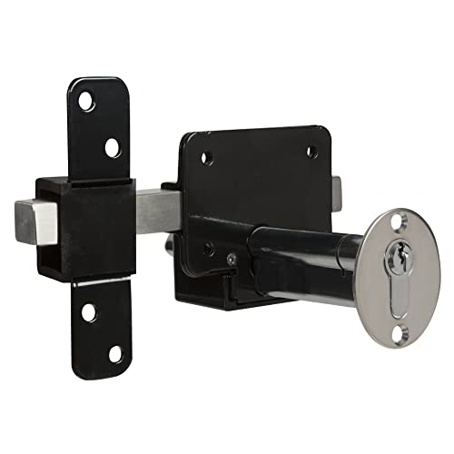 GateMate Long Throw Gate Lock, Euro Profile Gate Lock for Sheds, Gates & Garage Doors, Keyed Outside & Inside Thumb Turn, 316 Stainless Steel, for Wooden Gates & Doors Up to 2¾”, 5 Keys