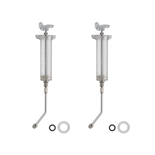 2Pcs Clear Reusable Goats Syringe Pet Feed Water Filler with 2 Drench Nozzle, Adjustable Dosage Drench Gun Syringe for Bird, Cattle, Sheep, Goats, Horse, Pig, Dog Feeding Supplies (50ML) - size: 50ML