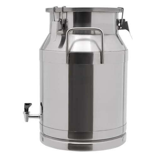 Stainless Steel Sealed Milk Barrel with Spigot，30L/7.92Gallon Large Milk Bucket Wine Can Pail Tote Tank with Sealed Lid & Handle for Milk Wine Oil Liquid Tranport Storage Container - size: With Spigot
