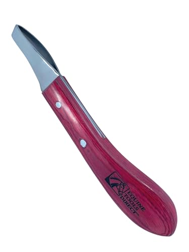 Farrier Loop Hoof Knife, Right-Hand, J2 420 Magnetic Stainless Steel Blade, Ergonomic Red Handle, Horse Hoof Trimming Tool for Sole & Frog Paring