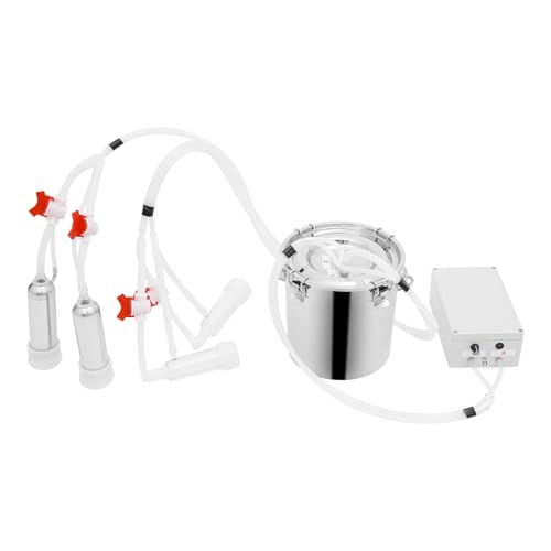5L Electric Cow Milking Machine, 2 in 1 Full-Automatic Milking Machine for Cows and Goats, Speed Adjustable Pulsating Vacuum Pump, Plug in Model Electric Cow Milker