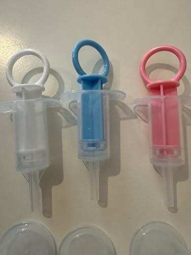 Baby Medicine Dropper Syringe with Ring Handle, Clear Plastic Easy Oral Medication Dispenser Toddler, Pink Blue White (White) - color: White
