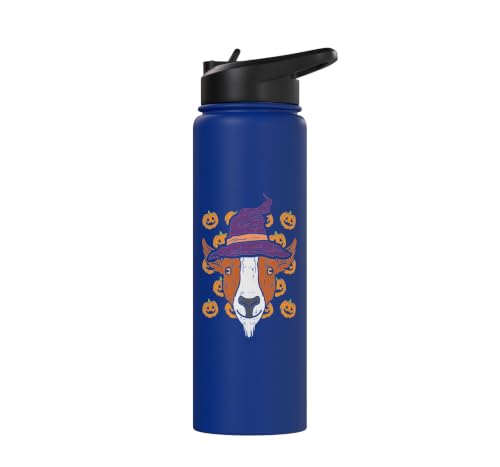 Halloween Goat Pumpkin Farm Animal Costume Men Women Kids Stainless Steel Insulated Water Bottle - color: Royal Blue