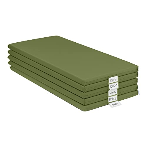 ECR4Kids SoftZone Rainbow Rest Mat, 2in, Sleeping Pad, Hunter Green, 5-Piece | Soft foam with polyurethane cover, GREENGUARD Gold Certified, 2-6 years, fully assembled, non-slip base, daycare or classroom - color: Hunter Green