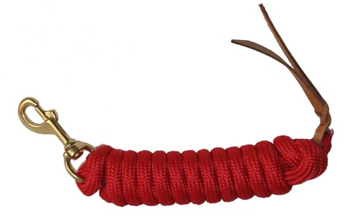 9 Ft Nylon Lead Rope, 5/8 in, Leather Popper - color: Orange