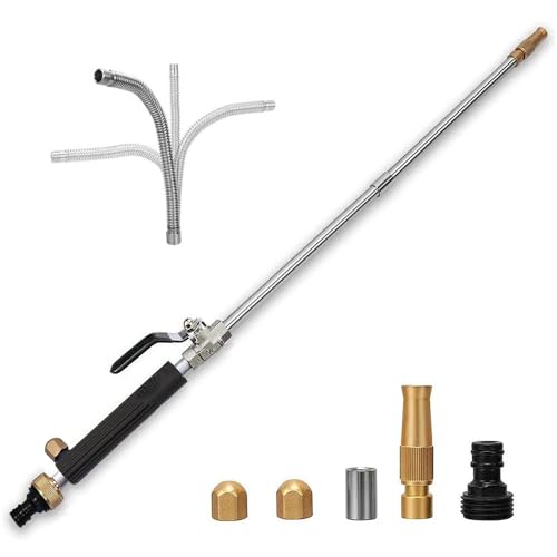 39'' High Pressure Washer Hose Attachment Jet Nozzle Sprayer Wand | Hose Power Washerwith Flexible Hose Nozzle,Cleaning Tool for Gutter Patio Car - color: Black-Extend