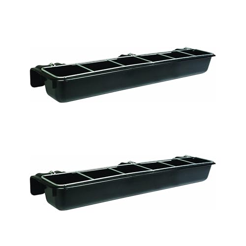Little Giant HF9BLACK Hook Over Goat Trough Heavy Duty Galvanized Steel 9 Quart Feeder, Black (2 Pack) | Heavy-duty galvanized steel. Hooks over fence rails or panels. 9-quart capacity. For goats, sheep & small livestock.