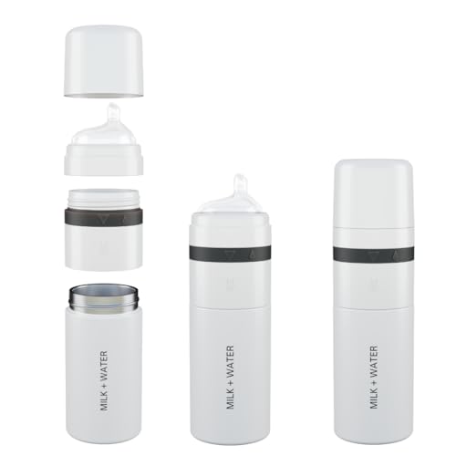 MILK & WATER Stainless Steel All-in-One Baby Bottle with Anti Colic Nipple - color: Arctic White, style: Bottle, 9oz, Fast Flow