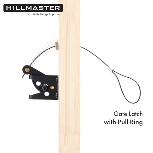 HILLMASTER Self Locking Gate Latch for Wooden Fence with Steel Spring Cable Pull,Heavy Duty Gravity Fence Latch for Metal Gates,Vinyl Fence,Gate Hardware Gate Door Lock for Outdoor Pool,Black Finish - style: Ring Pull