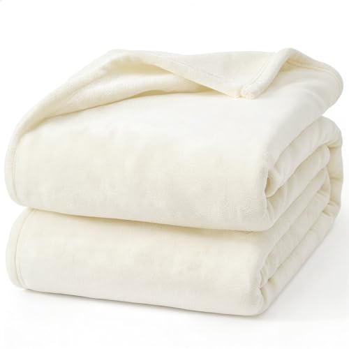 Hansleep Throw Beige Fleece Blanket, Soft Flannel Bed Blanket | Fuzzy Cozy Blanket 50x60 Inches, Multi-use for Bed, Sofa, Couch, Travel, Camping, All Season Warm Lightweight Cover - color: Beige, size: Throw (50x60 Inches)