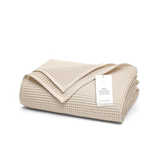 BOLL & BRANCH Waffle Bed Blanket, Twin/Twin XL, Natural | Luxury 100% Organic Cotton - Soft, Lightweight and Breathable - Textured Waffle Weave Design - color: Natural, size: Twin/Twin XL