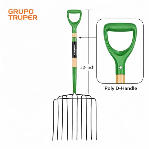 Truper TruTough Ensilage Fork, Manure/Bedding Fork, 10 Tines, 30-Inch Wood Handle with Poly D-Handle (Model BPJ-10/30330) - size: 30-Inch, style: Tru Tough - Manure/Bedding Fork 10-Tine