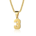 Number Necklaces Personalized Necklaces 18K Gold Plated Initial Number Pendant Stainless Steel Chain Sports Necklaces for Men Women - color: Gold, style: 3