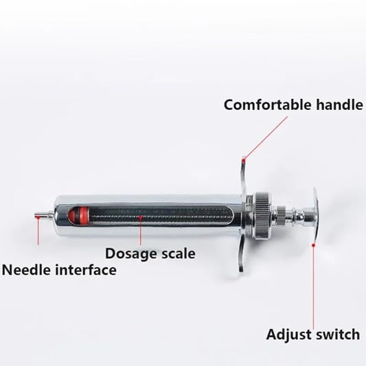 20cc Stainless Steel Injector Reusable Metal Syringe 20ml glass Hypodermic Veterinary Animal Syringe Livestock Pig Cattle Sheep Feeder with locking screws
