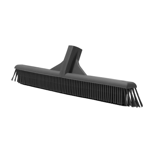 Superio 16"" Slim Silicone Salon Broom - Carpet Rake for Liquid, Human Hair, Pet Hair, and Fur Space Saving and Easy to Wash, Gray, 1281-993 - color: Silicone, size: 54"