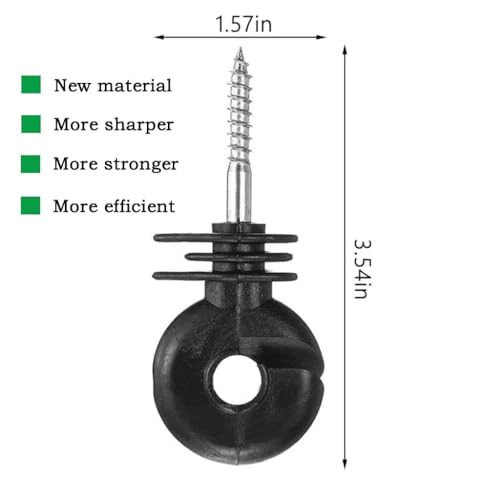 210PCS Upgraded Black Electric Fence Insulators,1 Pc Free Insulator Socket Tool,and 1 Gloves,Screw in Ring Insulators for Farm Animal Fencing(Grid System Accessories for Animal Husbandry Electronic)