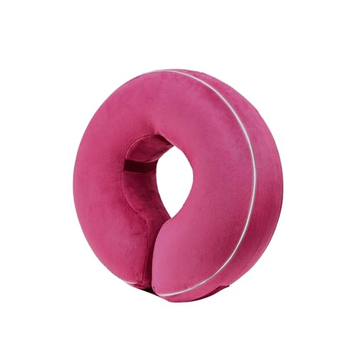Inflatable Reflective Dog Cone Collar Alternative After Surgery,Doggie Recovery Dount Neck Ecollar,Adjustable Soft Dog Cone Collar for Small Medium Large Dogs (Pink, S) - color: Pink, size: Small（8.5"-10.5"）