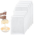 8Pcs 300 Mesh Strainer Bag, Nylon Fine Mesh Strainer Bags, Food Grade 2 Sizes (6 x 8 In & 8 x 12 In) for Straining Oat Almond Milk, Greek Yogurt, Juice, Cold Brew Coffee, Beer Tea, White