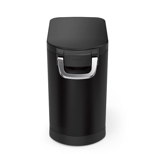 simplehuman 25 Liter, 27 lb / 12.2 kg Medium Pet Food Storage Container for Dog Food, Cat Food, and Bird Feed, Alloy Steel, Matte Black - color: Matte Black, size: Medium