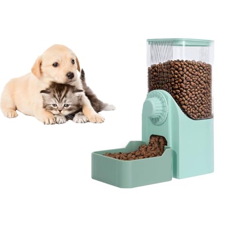 Hanging Automatic Pet Food Dispenser, 54oz Large Capacity Pet Feeder, Auto Gravity Cage Hanging Food Bowl for Small Dog Cat Rabbit Ferret Guinea Pig Hedgehog Chinchillas (Green) - color: Green
