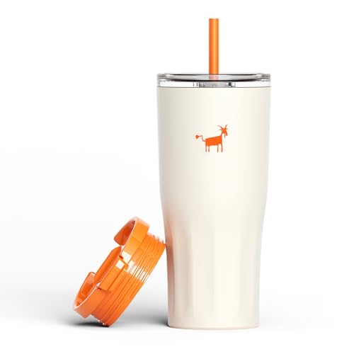 CHEERFUL GOAT Ceramic Travel Tumbler Ceramic Coffee Mug with 2 Lids | 21 OZ Stainless Steel Coffee Tumbler with Ceramic Liner,Cup for Hot and Cold at Home, Office, or On the Go （White） - color: White