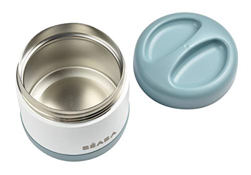 Beaba Stainless Steel Insulated Food Jar 16 oz, Kids Thermos, Lunch Containers, Leakproof, Wide Opening, Suitable for Hot and Cold Foods (Cloud) - color: Cloud