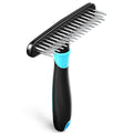 DOGI Deshedding Brush - Undercoat Rake for Dogs, Cats, Matted, Short, Long Hair Coats - Double Row Stainless Steel Pins - Reduce Shedding by 90% (Blue) - color: Blue