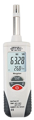Mengshen Digital Psychrometer Handheld Temperature Humidity Meter Gauge | Backlight, Dew Point, Wet Bulb Temperature, Battery Included