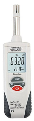 Mengshen Digital Psychrometer Handheld Temperature Humidity Meter Gauge | Backlight, Dew Point, Wet Bulb Temperature, Battery Included