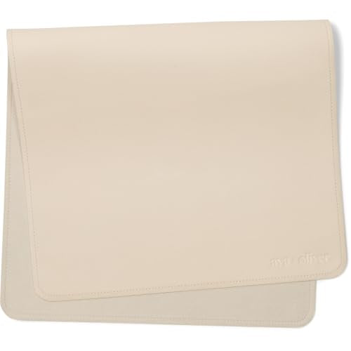 Vegan Leather Baby Changing Mat 16x30in, Wipeable, Foldable, Cream | Wipeable vegan leather changing mat folds compact for travel, portable multipurpose 16x30in - color: Cream