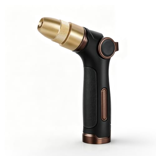 RESTMO Garden Hose Nozzle, Heavy Duty Water Hose Sprayer for Outdoor | Zinc Alloy Metal, Thumb Control, Precise Flow, Adjustable Spray Patterns, Leak-proof, Ideal for Lawn & Plant & Car, Brown - color: Brown