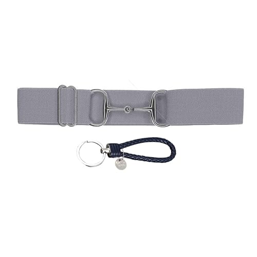 Dielianyi 1.5-inch Elastic Equestrian Belt Bit Buckle Leather Key Strap for Horseback Riding Equestrian Sports - color: Grey