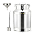 Food Grade 304 Stainless Steel Milk Can with Locking Airtight Clamp Lid Carry Handle, Large Airtight Storage Bucket Canister for Rice Flour Grain Oil Wine Liquid Dairy Transport 15L (3.9 Gal) - size: 15L