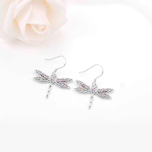 Celtic Animal Earrings for Women - Sterling Silver Hypoallergenic Horse/Dragon/Cow/Goat/Dragonfly/Butterfly Dangle Earrings Animal Jewelry Gifts Birthday Christmas Gifts for Women - color: Celtic Dragonfly Earrings