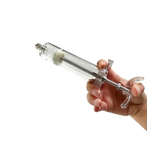 50ML Syringe with Drench Nozzle, Adjustable Dosage Detachable Drench Livestock Birds Feeding Syringe Gun for Cats Dogs Kitten Puppy Bunny Small Animals Newborn Pet Feeder Nursing Supplies (M-50ML) - size: M-50ML