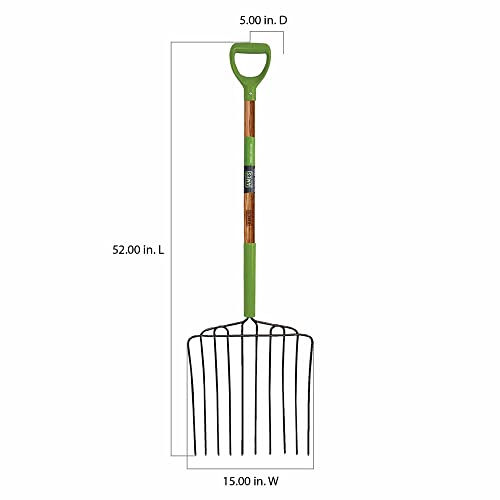 AMES 2827000 10-Tine Welded Steel Ensilage Fork with Hardwood Handle and D-Grip, 52-Inch, Brown - style: Ensilage Fork