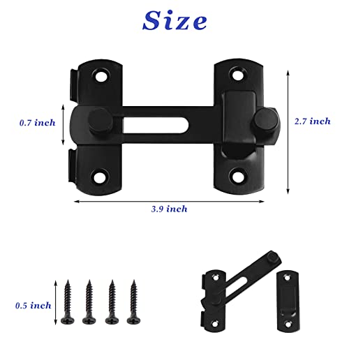 DOUBLE 2 C Barn Door Lock, 2 Pack Sliding Barn Door Lock Hardware Gate Latches, Carbon Steel Door Latches for Barn Door Cabinet Window Closet Door, Black, 2 Pack - style: 2 Pack
