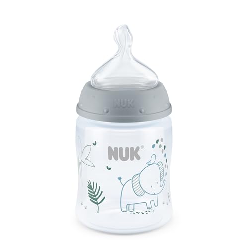 NUK Smooth Flow Anti Colic Baby Bottle, 5 oz, Elephant - color: Gray Elephant