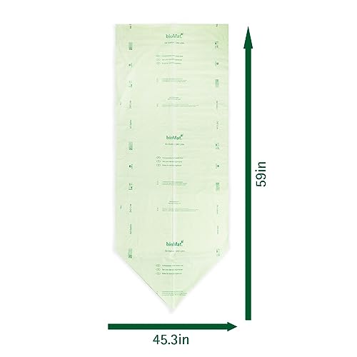 bioMat 64 Gallon Compostable Food Scrap Bags, 10 Count | BPI, CMA and OK Compost HOME certified, Meets the ASTM D6400 Standard, XL Flat Top Bin Liner for Kitchen Food Waste Bin - size: 10 Count (Pack of 1), style: 64 Gallon