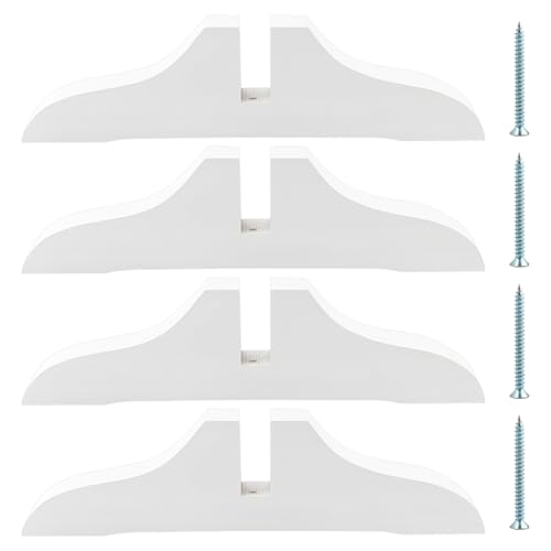 4pcs Wooden Folding Room Divider Stand with Screws,Room Divider Screen Holder Feet Partition,Folding Privacy Screen Holder for Hotel Home Office (White) - color: White
