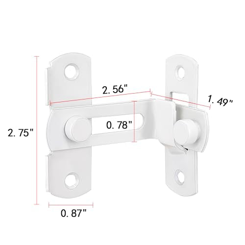 White 90 Degree Flip Barn Door Lock Latches | Stainless Steel Gate Latch,Suitable for Sliding Door,Garden Gates,Wine Cabinet,Closet,Pet Cage,French Door,Fence Gates - color: White